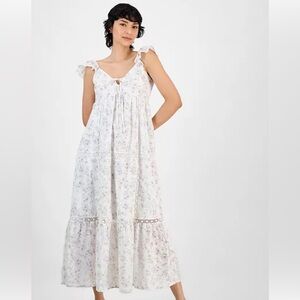 “And Now This” Crochet Trim Empire Waist Floral Maxi Dress White/Lilac NWT SizeS